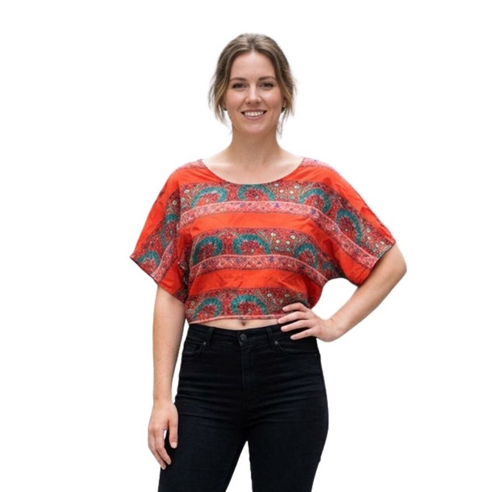 Forever 21 Orange Floral Top, L